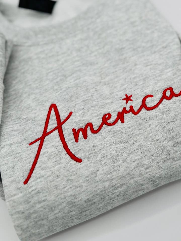 America Embroidered Sweatshirt for wholesale by Merexi Embroidery