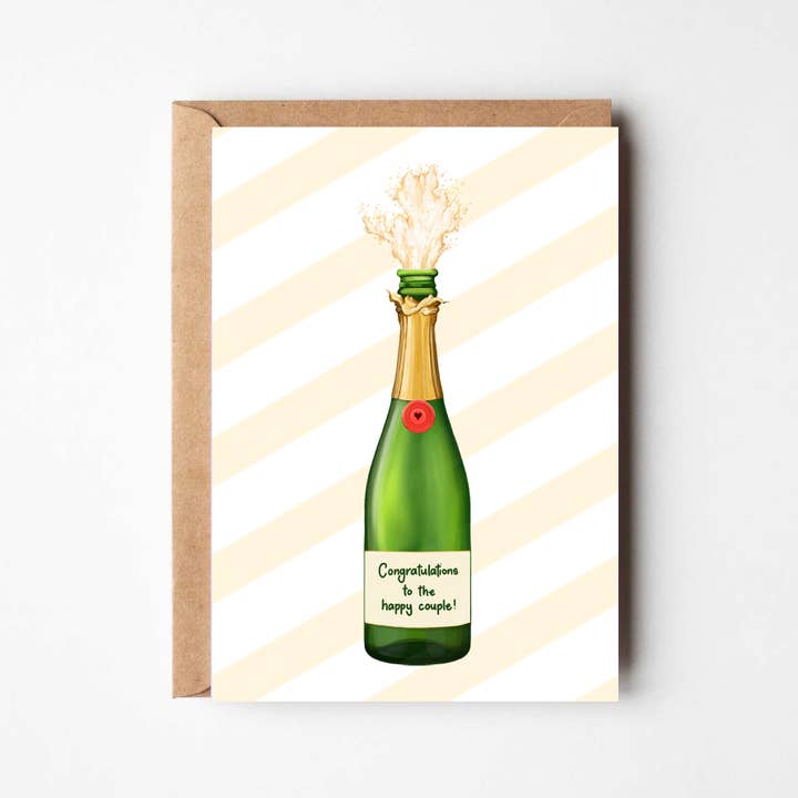 Félicitations au couple heureux - Carte de vœux Champagne pour la vente par Katie Tinkler illustration