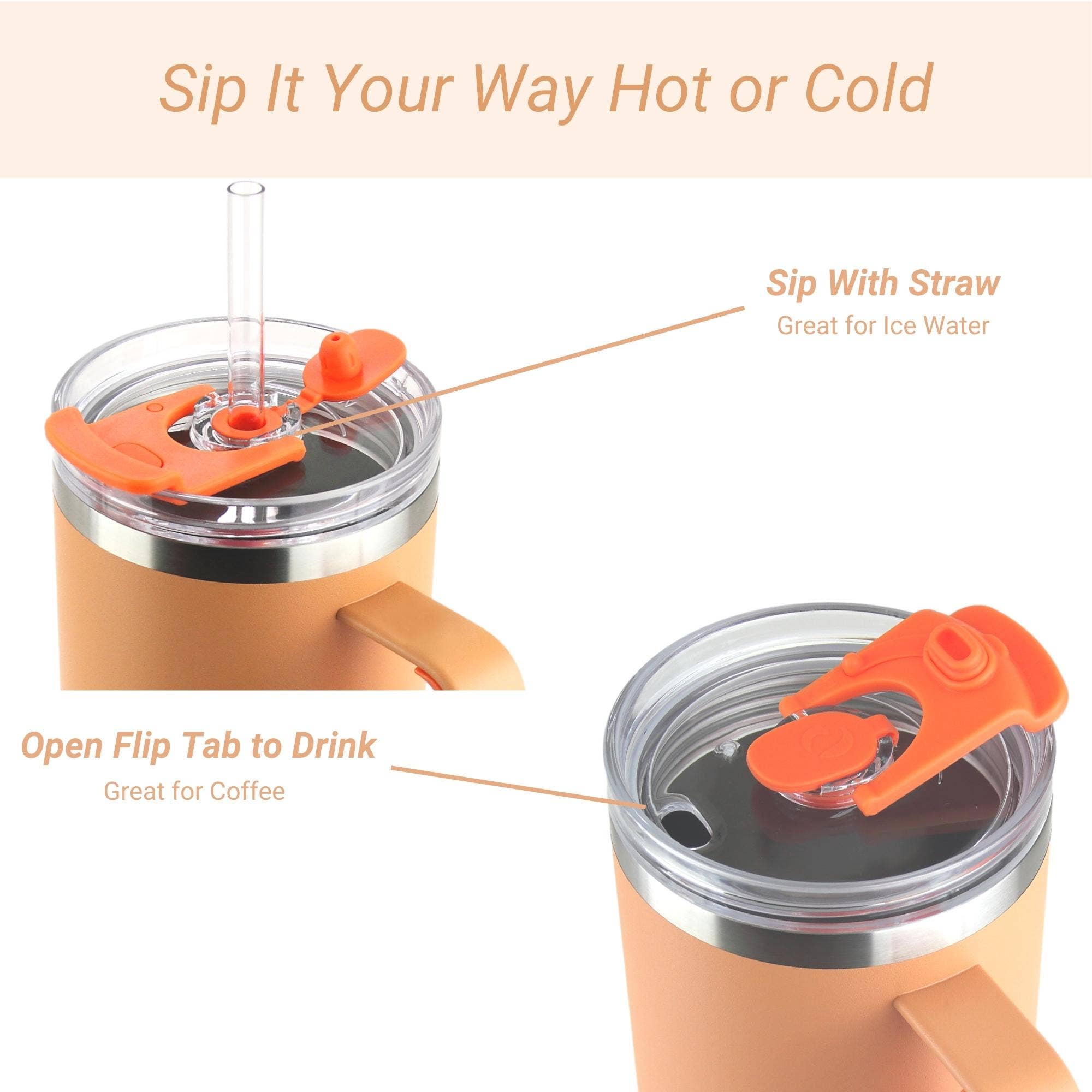 Drinco - Vendita all'ingrosso Bicchiere/tazza termica - Bicchiere termico Drinco BigSur da 40 oz e 30 oz con manico, cannuccia e coperchio flip43