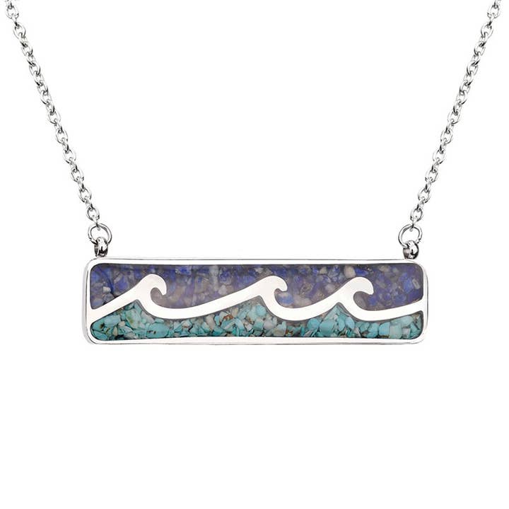 Bamboo Trading Company - Wholesale Pendant/Charm Necklace - Ocean and Earth Wave Necklace