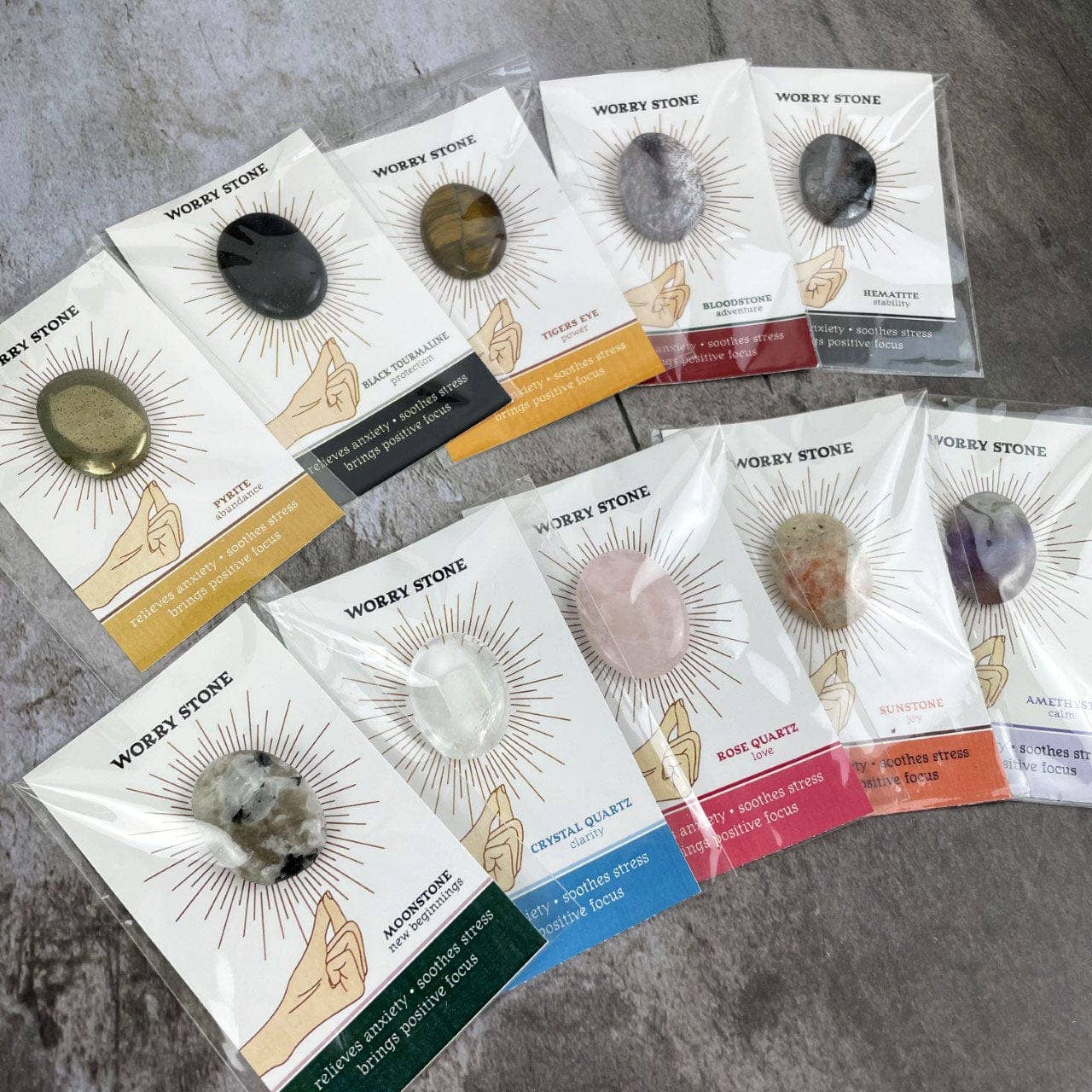 Rock Paradise - Wholesale Spiritual Stone/Crystal - Crystal Worry Stone on Card in Protective Sleeve1