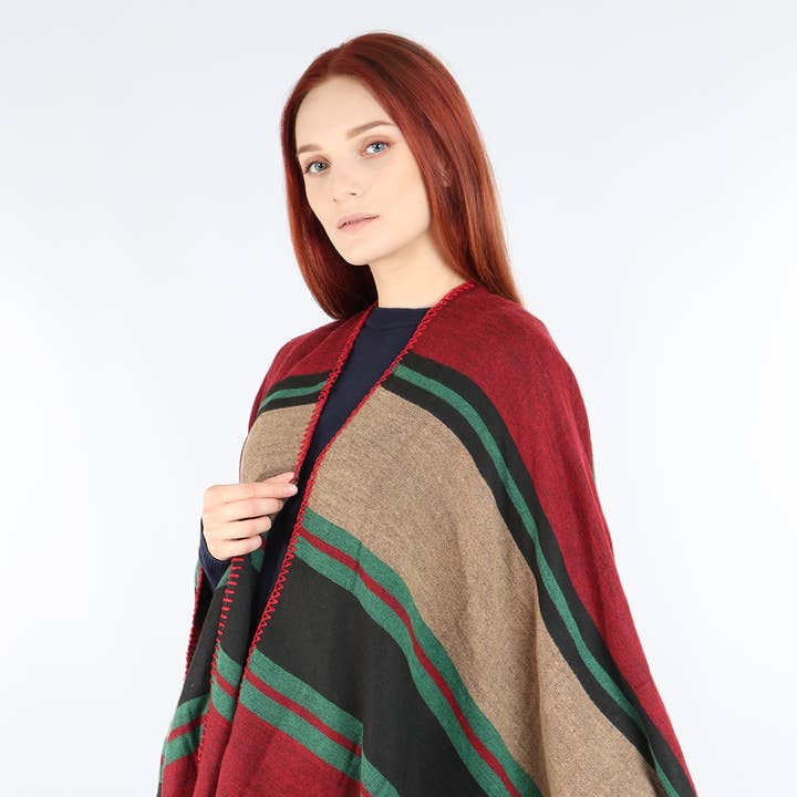 Red Mixed Stripe Cape for wholesale by Sarta