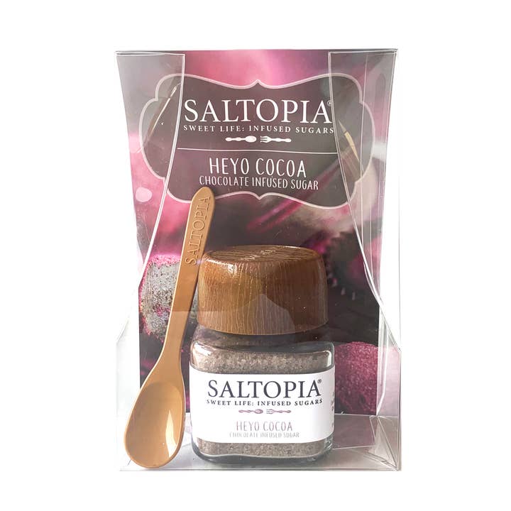 Heyo Cocoa - Chocolate Infused Raw Sugar for wholesale by SALTOPIA Infused Sea Salts
