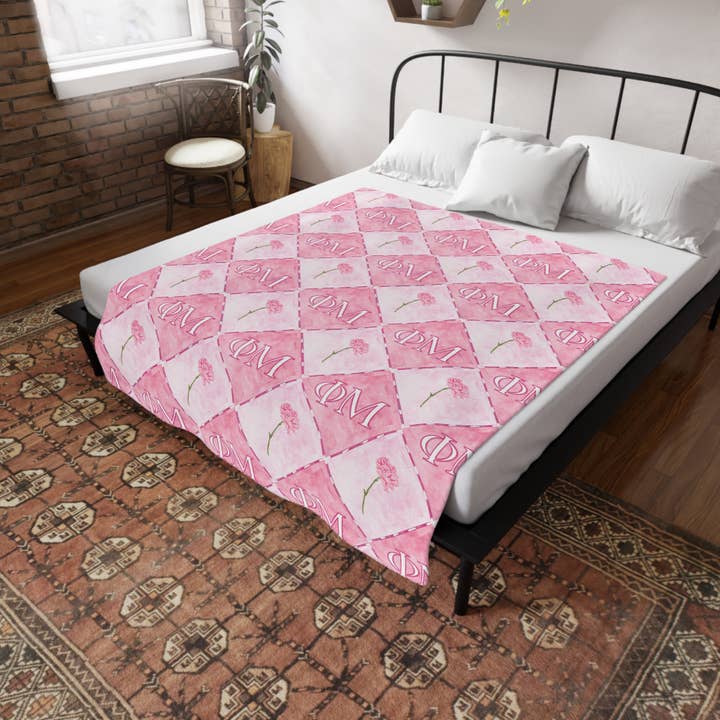Gracefully Made Art - Wholesale Throw Blanket - Phi Mu Flannel Fleece Blanket, Sorority2