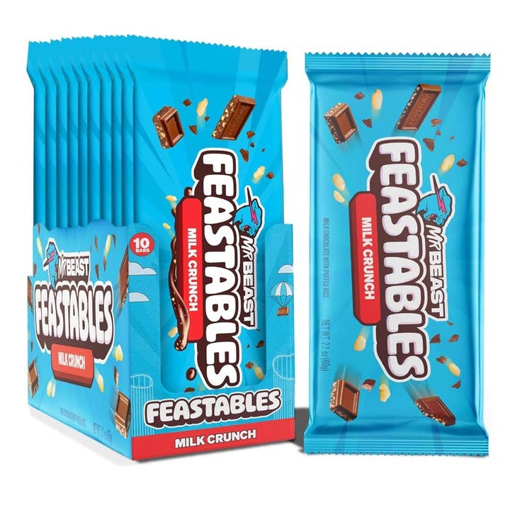Mr. Beast Feastables Milk Chocolate Crunch 2.1oz, 10ct for wholesale by Grandpa Joe's Candy Shop