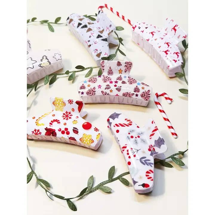 Christmas Design Patterns Hair Claw Clip for wholesale by Love and Repeat