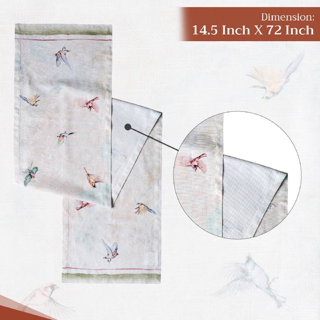 Maison d'Hermine - Design in Every Thread - Wholesale Table Runner - Table Runner 100% Cotton - Single Layer - Flying Birds3