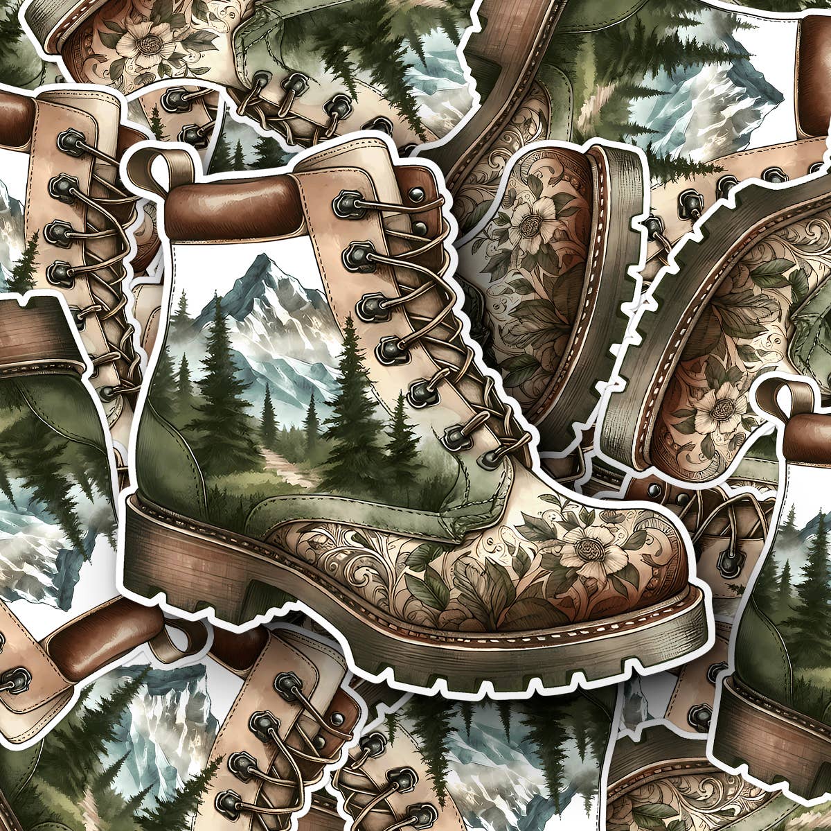 PiggyPrintStickers - Wholesale Sticker - Forest Hiking Boot Sticker3