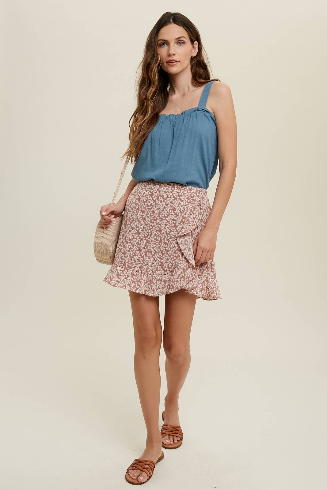 Wishlist Apparel - Wholesale Camisole - Women's - SQUARE NECK CAMI WITH RUFFLE DETAIL / WL22-71439