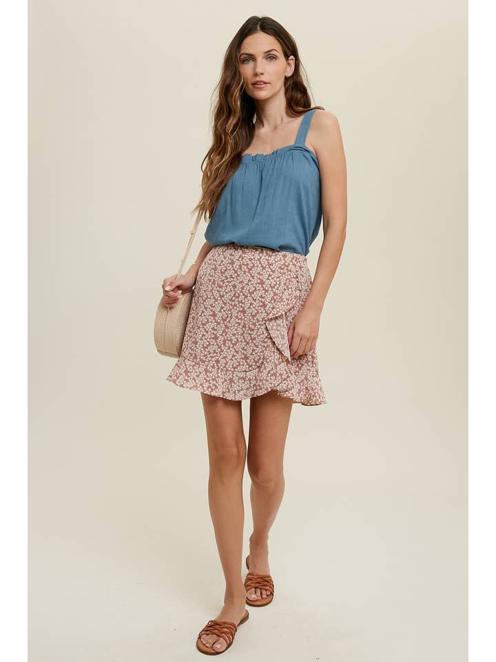 Wishlist Apparel - Wholesale Camisole - Women's - SQUARE NECK CAMI WITH RUFFLE DETAIL / WL22-71439