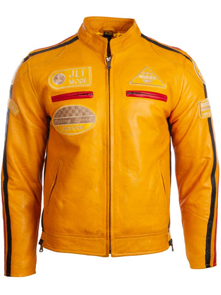 Chaqueta motera CXUS Racing para hombre, color amarillo para venta al por mayor de Aviatrix