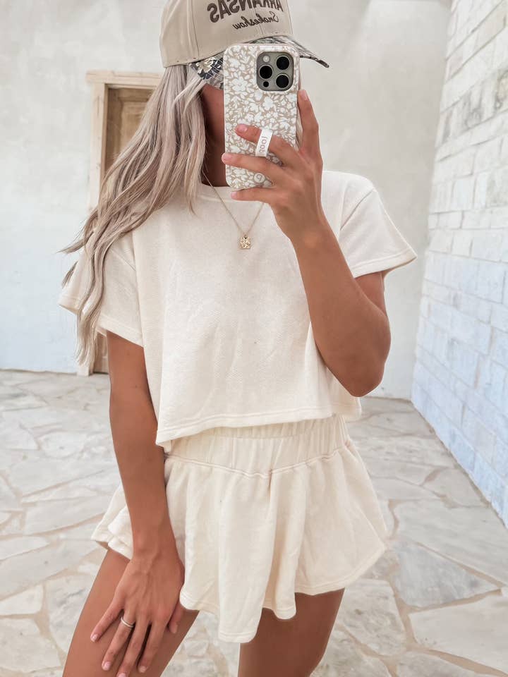 Babs + Birdie - Wholesale Top & Skirt Set - Women's - Reynah | Cropped Tee and Ruffle High Waist Skort Set3