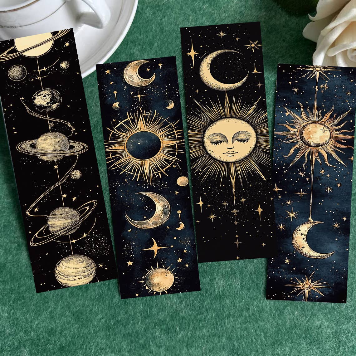 Magnifique Hearts – Marcador por atacado – Marcadores de Livros Celestial Lua & Sol | Galáxia Cósmica, Tema Espacial2