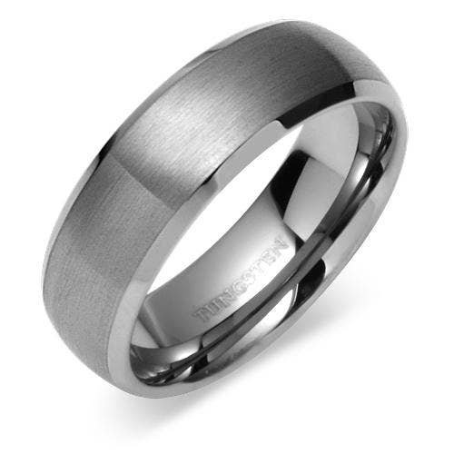 Peliani - Vente Alliances/bagues de mariage - Bracelet en tungstène haut de gamme pour homme à bords biseautés 8 mm, taille 13