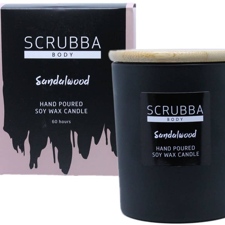 Vela de soja natural de sándalo para venta al por mayor de Scrubba Body
