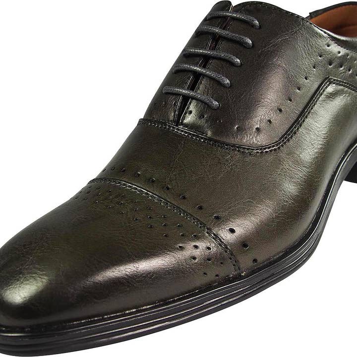 Eastern Off Price - Wholesale Oxford Shoes - Men's - Via Farinella - Mens Genuine Leather Insole Cap Toe Lace Up
