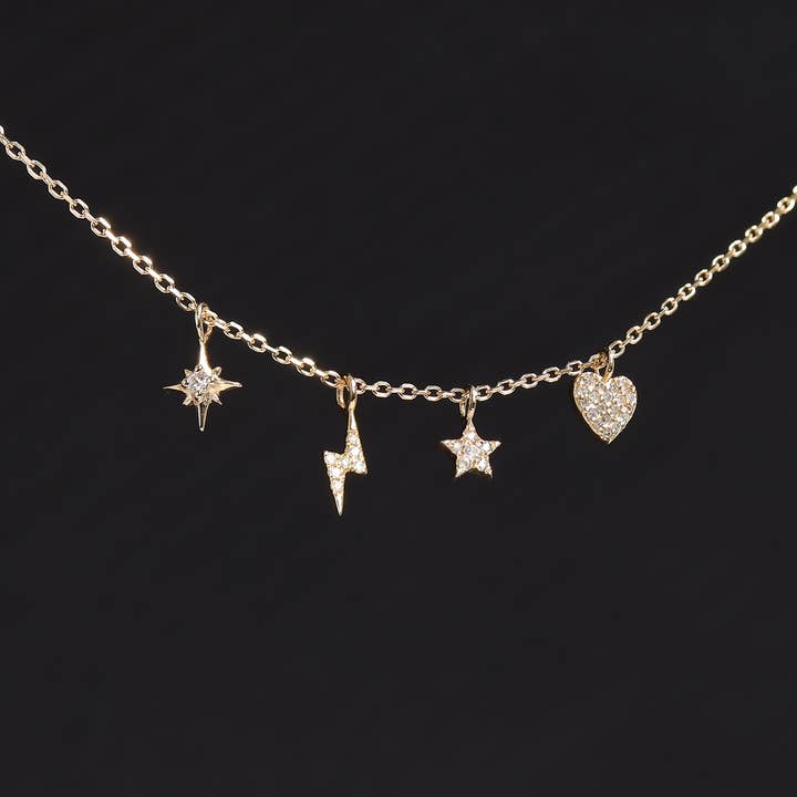 WJW - Wholesale Individual charm/pendant - 14K Solid Gold Diamond Compass Star Charm4