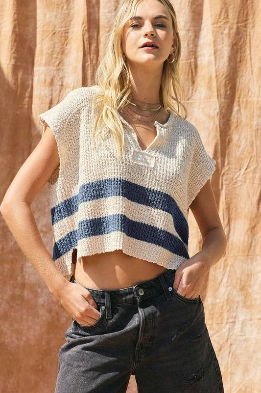 ILLA ILLA - Wholesale Knit Sweater - Women's - Striped Sleeveless Sweater14