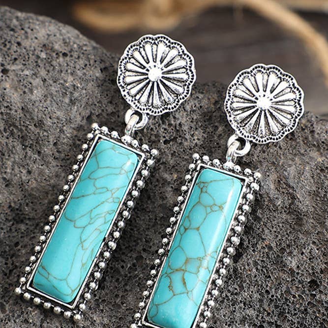 Silver Turquoise Western Earrings MOQ 5pcs SP235 for wholesale on Faire