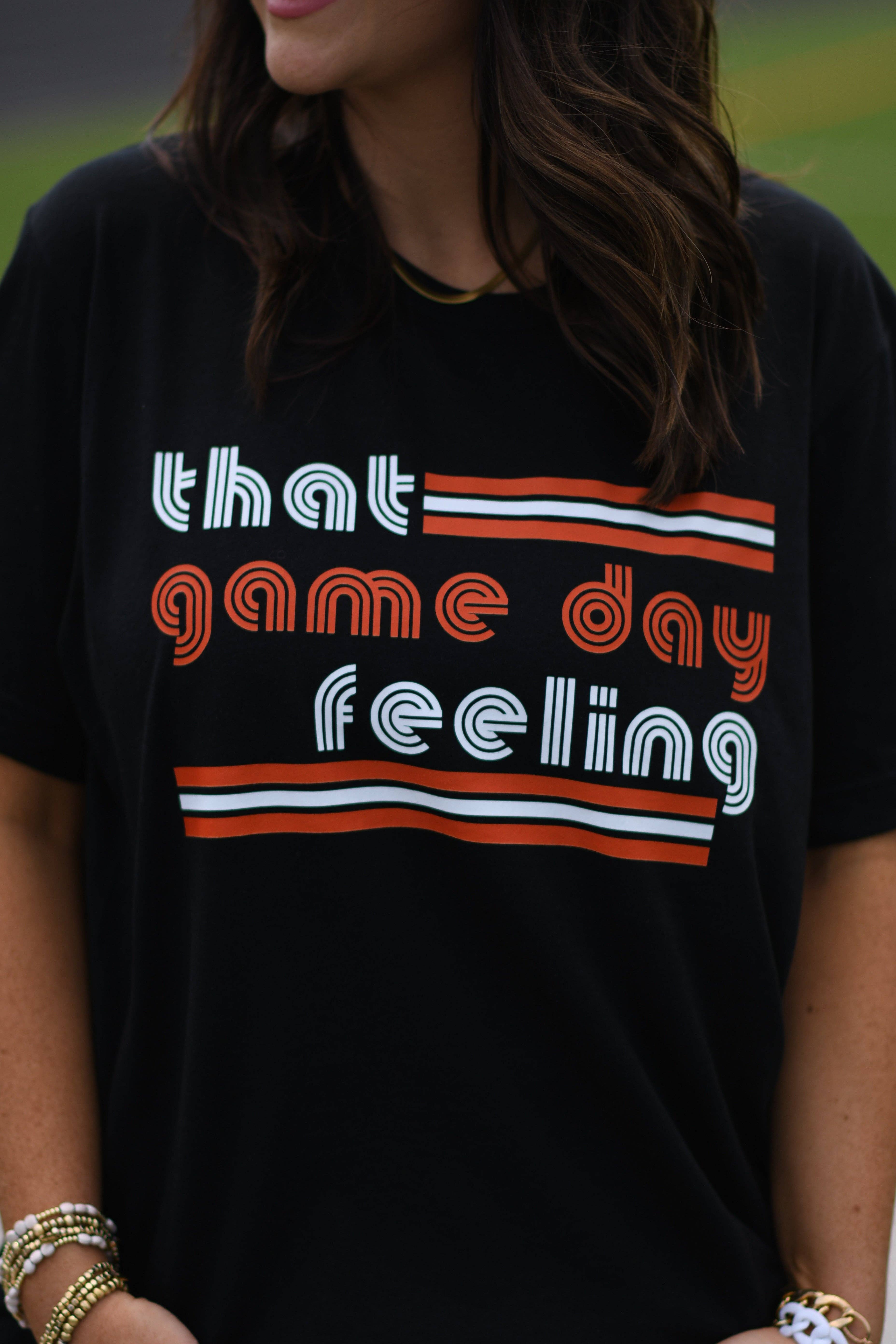 Black Orange That Game Day Feeling Tee for wholesale on Faire4