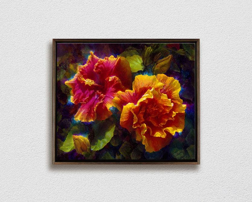 Whitworth Gallery - Wholesale Painting/Drawing - Sunlit Duet - Signed Artist Canvas - Hawaiian Hibiscus Painting13