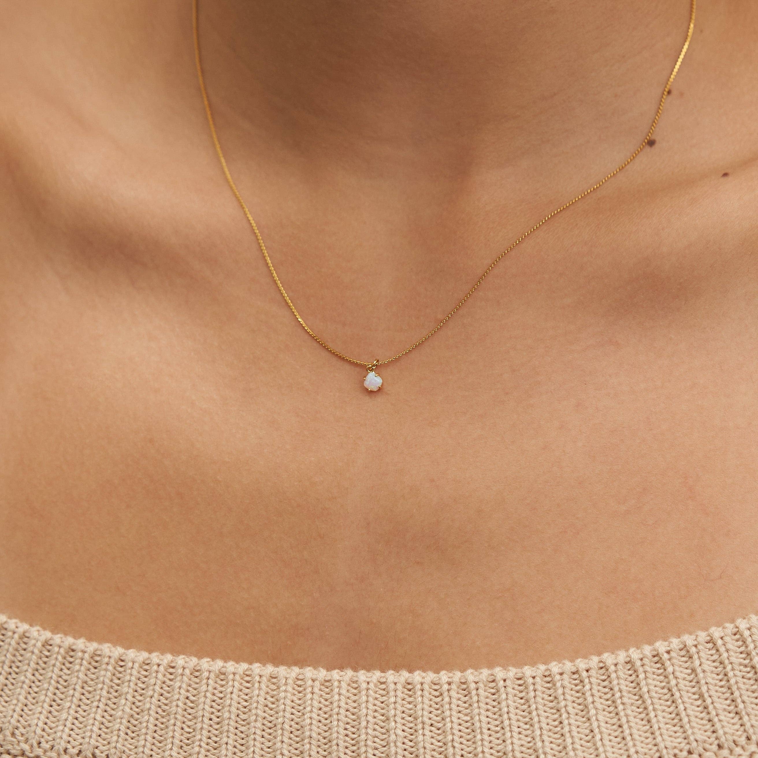 Brenda Grands Jewelry - Wholesale Pendant/Charm Necklace - 18K Gold Dainty Opal Necklace3