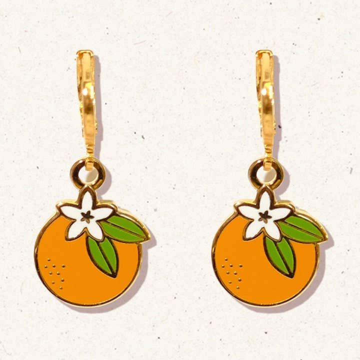 Orange Blossom Huggie Hoop Earrings for wholesale by Sleepy Mountain
