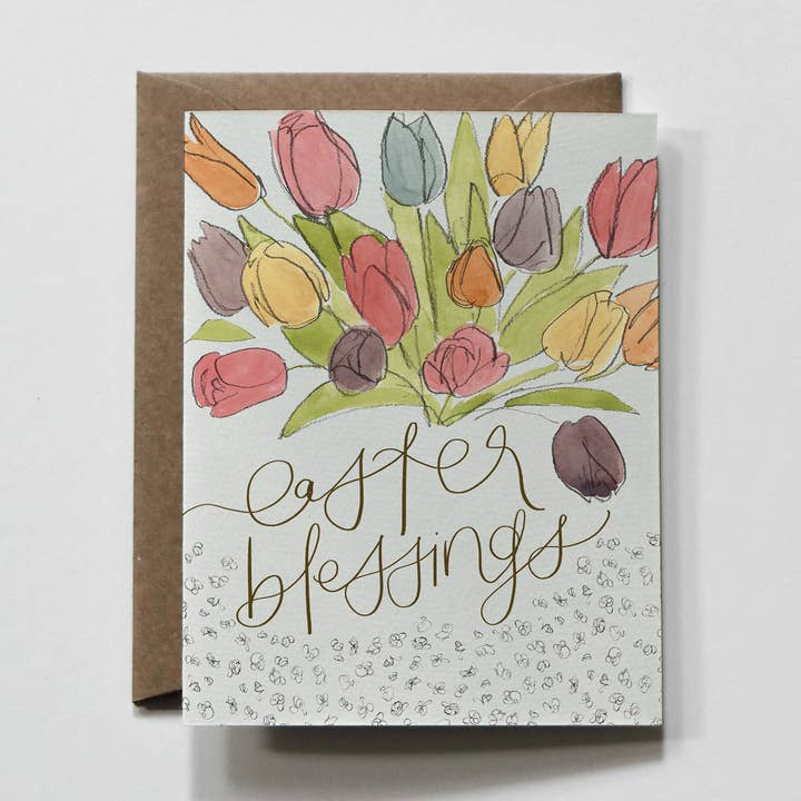 Easter Tulips | Floral Spring Holiday Greeting Card for wholesale by everglow handmade
