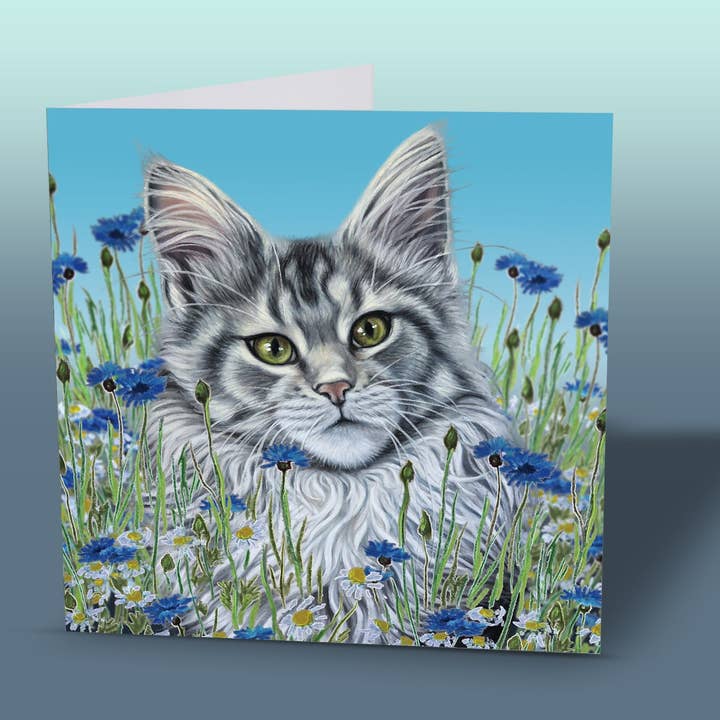 Cat Greeting Card - Maine Coon for wholesale by Irisha's Card Art