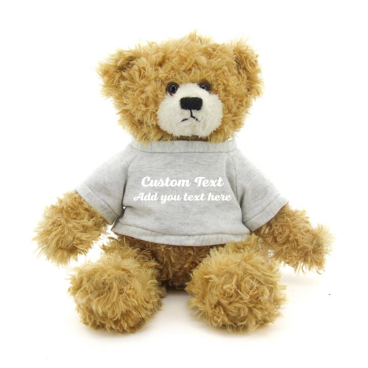 Customized Beige Brandon Bear with tee shirt, sitting, 11 for wholesale on Faire