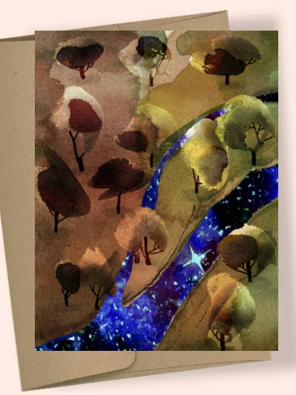 STARS RIVER AQUAREL WENSKAART voor wholesale door Studio Masha D'yans