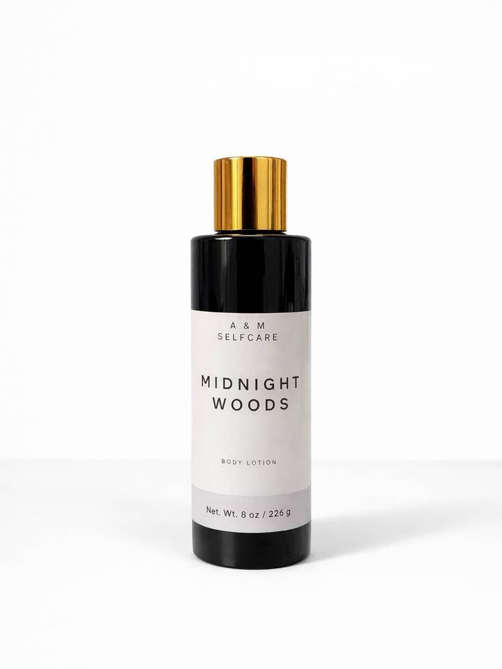 Midnight Woods – Woody Aromatic Body Lotion for wholesale by A & M Selfcare
