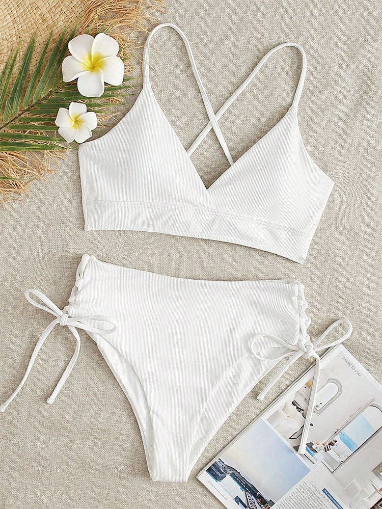 Sweetkama - Wholesale Two Piece Swimsuit - Women's - Ladies Solid Color Shoulder String Tie Bikini Set RFD-96840