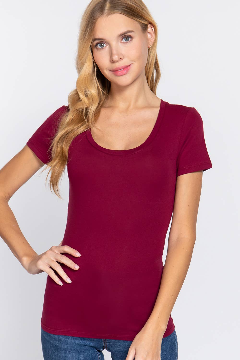 42POPS – Großhandel T-Shirt – Damen – ... SI-149 Basic T-Shirt mit U-Ausschnitt20