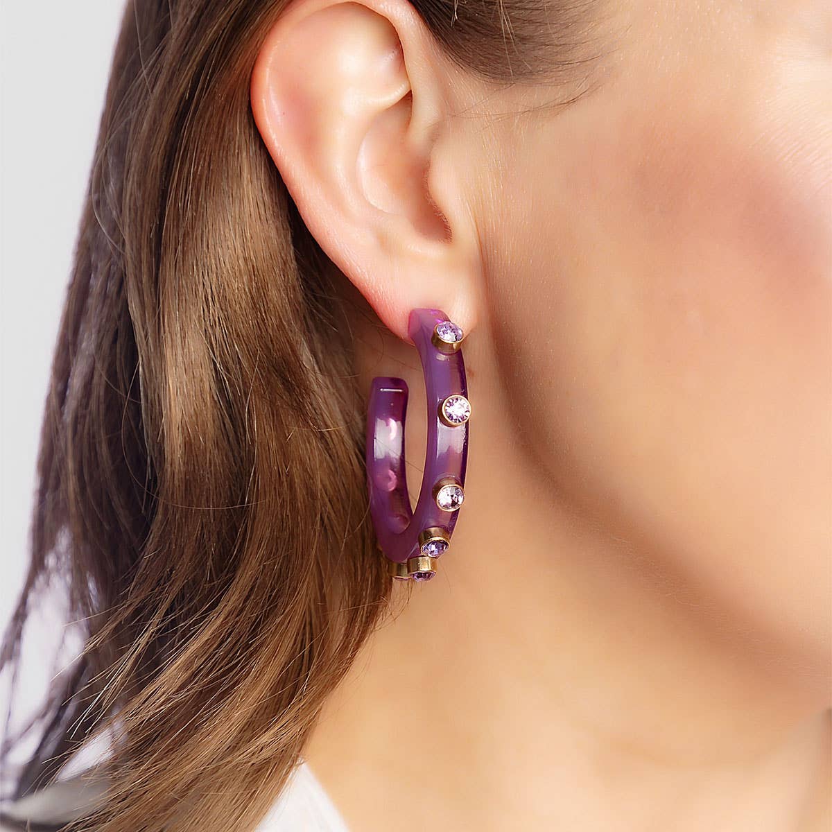 Canvas Style – Engroshandel Hoops – Renee harpiks og Rhinestone Hoop Øreringe17