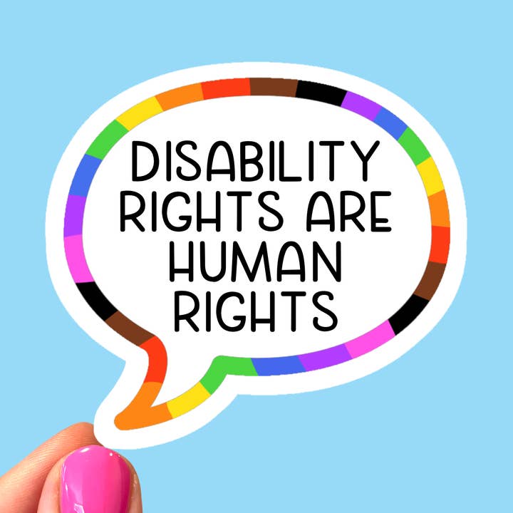 Disability rights sticker, Social justice, Human rights for wholesale by Radical Buttons