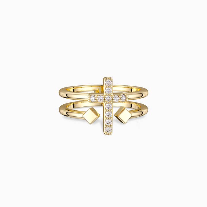 Double Zircon Cross Ring for wholesale by Vanimy Jewelry