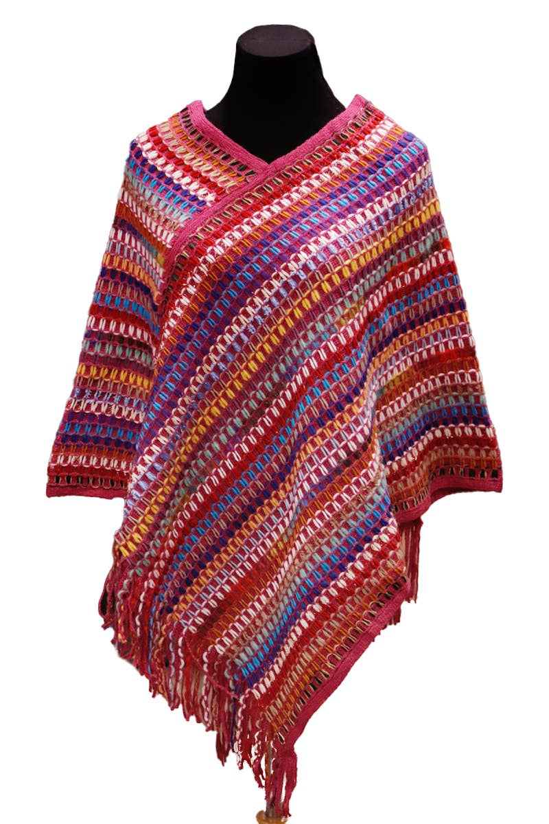 Boho Multi Crochet Knitted Pullover Poncho for wholesale on Faire1