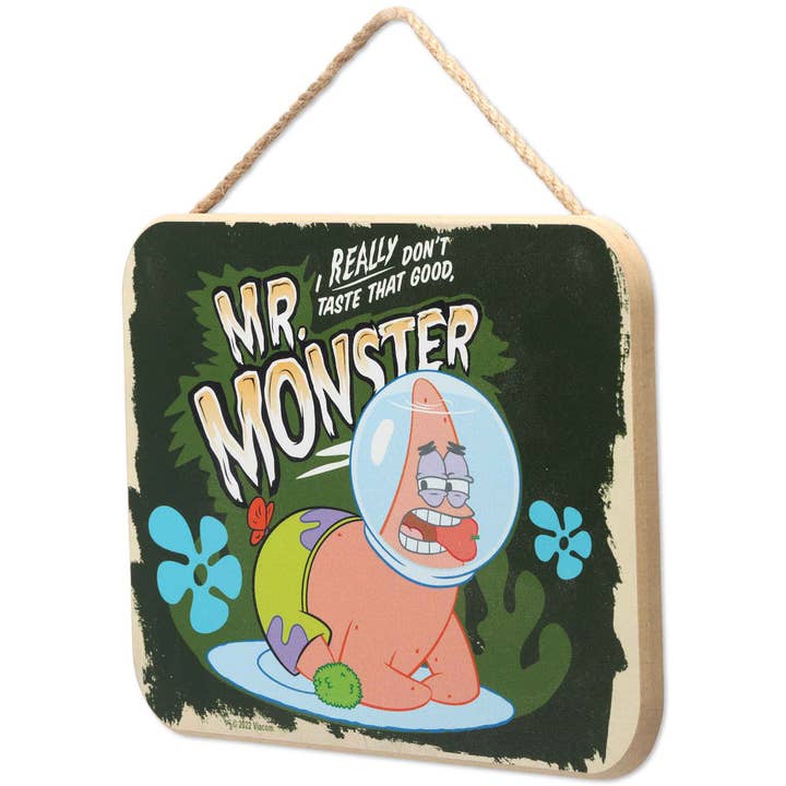 Open Road Brands, LLC - Wholesale Sign - SpongeBob Patrick Mr. Monster Hanging Wood Wall Decor