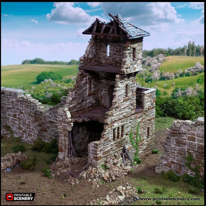 Ruined Kings Gate - Kung och land, DnD, Pathfinder, 15mm, 28mm, 32mm, krigsspelsterräng, spridd rekvisita D&D medeltida för wholesale av The Beaver and Broadsword