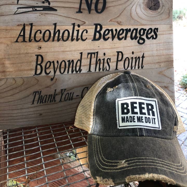 Vintage Life – boné - Unissexo por atacado – Boné de caminhoneiro afligido Beer Made Me Do It3
