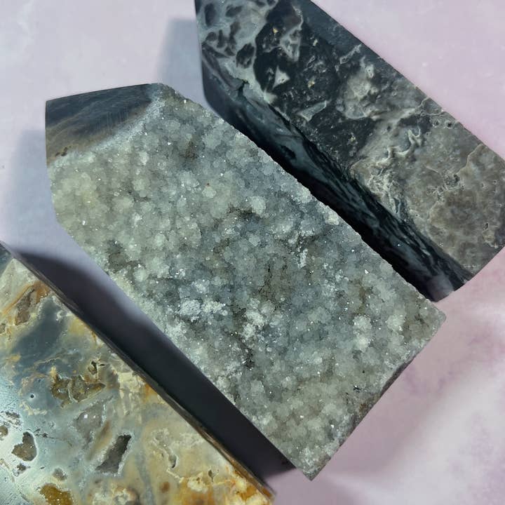 Mystical Moon Shop - Wholesale Spiritual Stone/Crystal - Druzy Sphalerite Towers 4pcs Lot Wholesale2