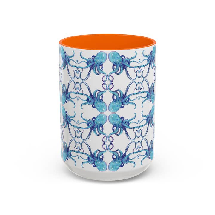 Tazze in ceramica bicolore con polpo - 11 oz e 15 oz per la vendita all'ingrosso da parte di Blue Cava