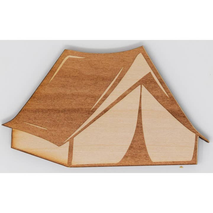 Wood Engraved Tent 2 Magnet for wholesale by Shore Thing Laser Engraving LLC