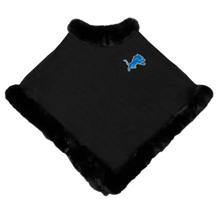 NFL Detroit Lions Fur Trim Poncho for wholesale by Little Earth Productions