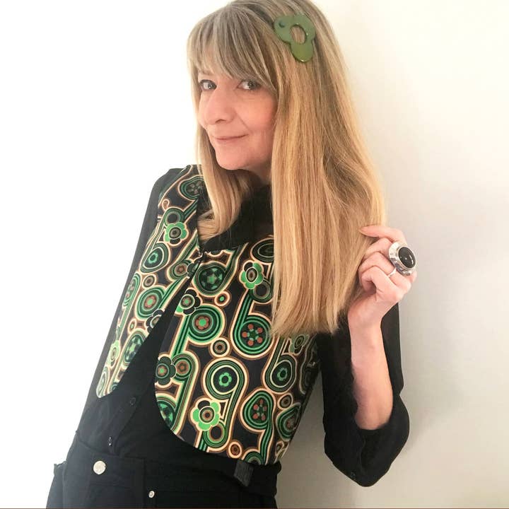 Mulher de colete vintage, colete com estampa retrô por atacado de Stan and Gwyn