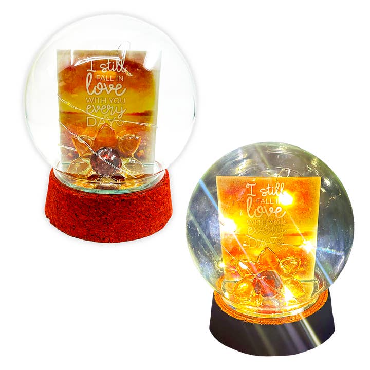 Novelty Brands - Wholesale Decorative Tabletop Object - Light Up Glass Globe Rose Keepsake Assortment- 6/Display