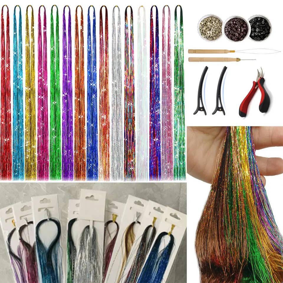 AK Brand - Vente Extensions de cheveux - Kit de Tinsels Étincelants pour Extensions de Cheveux17