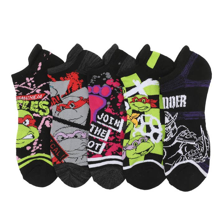 Bioworld Merchandising - Wholesale Socks - Men's - Teenage Mutant Ninja Turtles Men's 5 Pair Ankle Socks