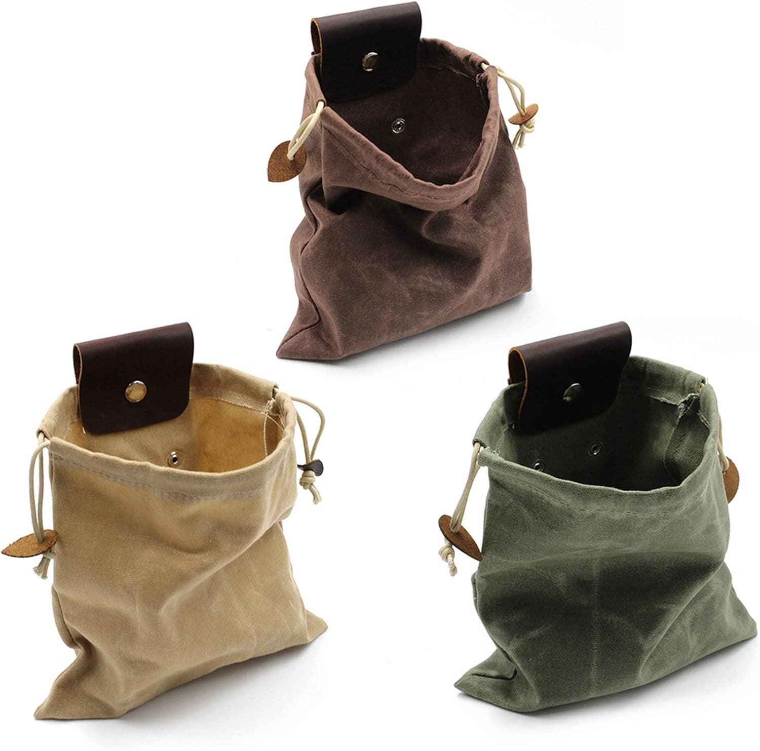 American Leather Goods - Wholesale Drawstring Bag - Unisex - Portable Leather Canvas Foraging Bag Pouch7